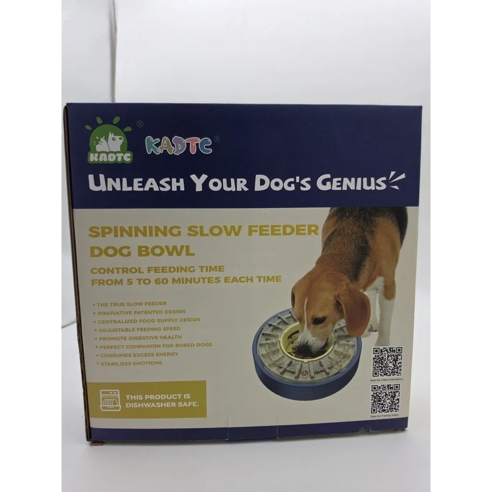 Kadtc Dog Slow Rotating Bowl Feeder Adjustable Speed, Washable, New In Box